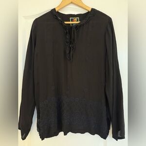 Johnny Was Charcoal Tunic with Embroidery